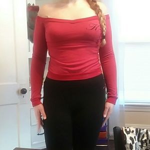 Like new Red off the shoulder shirt with a "k"